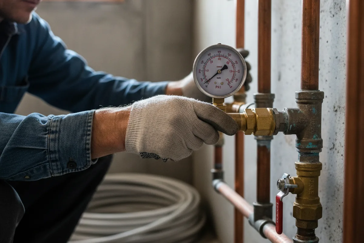Pressure testing a repaired line during Water Line Repair in Glenfield